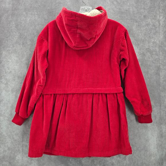 Crazy 8 Red Hood Fleece Sherpa Zip Cotton Pea Coat Jacket Girls Youth S Small - Picture 2 of 8